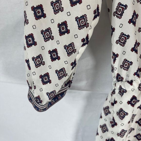 Joie Akeela White Print Long Sleeve Romper Sz XS - Picture 11 of 13